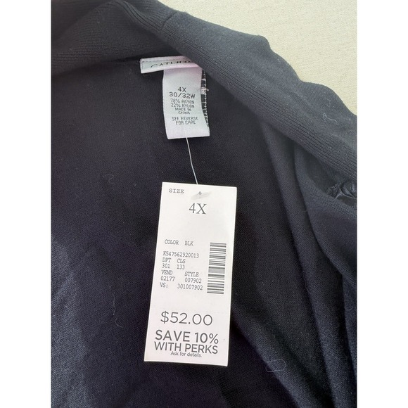 Catherines Black Open Front Cardigan 4X Plus Oversized Minimalist Chic NWT - Picture 6 of 7